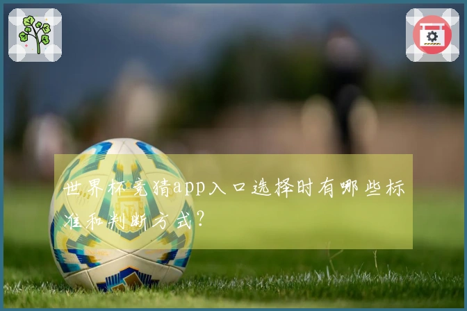 世界杯竞猜app入口选择时有哪些标准和判断方式？